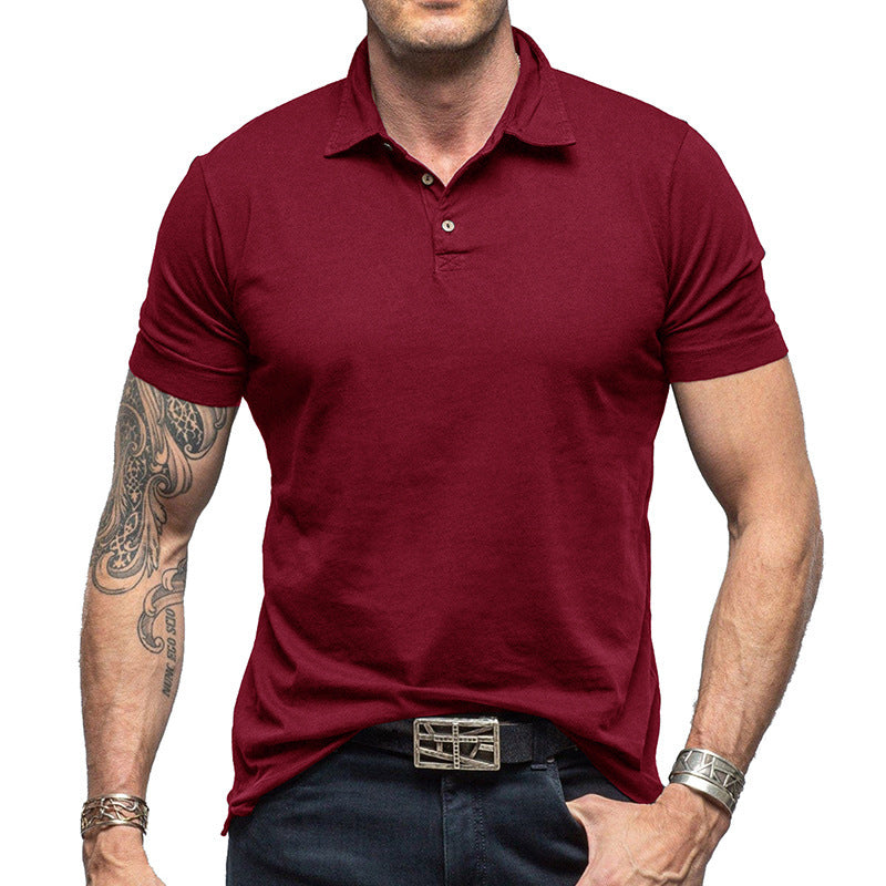 Men's Solid Color Short-sleeved Polo Shirt Top