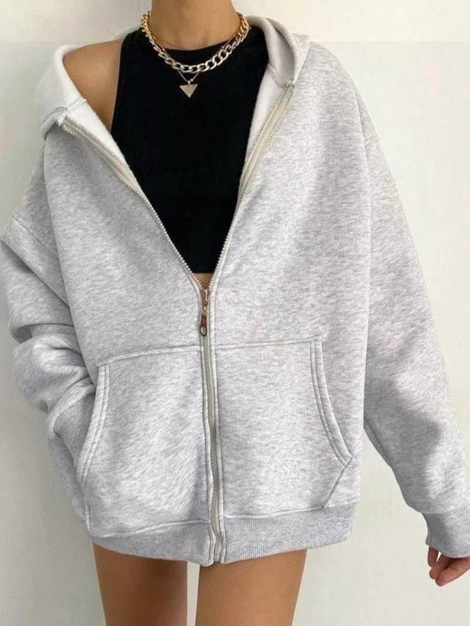 Women's Zipper Hooded Cardigan Coat