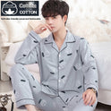 Men's Autumn And Winter Cotton Long-sleeved Trousers Thin Pajamas Loose Home Wear Suit Men