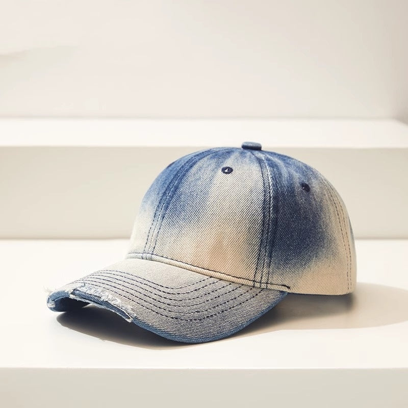 Distressed Gradient Denim Casual All-match Ripped Baseball Cap