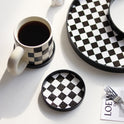 Black And White Chessboard Grid Teacup Mat Desktop Heat Insulation Anti-scald Creative Round Desktop Non-slip Coaster