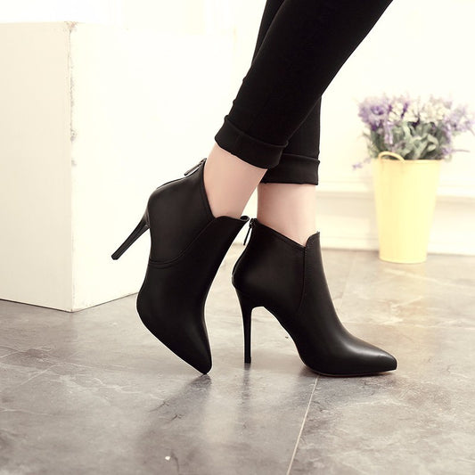 Women's New High-heeled Pointed And Ankle Stiletto Martin Boots