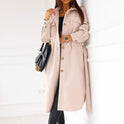 Long-sleeved V-neck Button Lace Woolen Coat Coat Women's Clothing