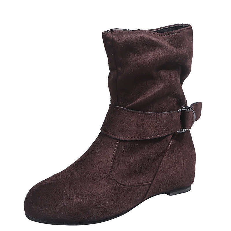 Mid-tube Buckle Women's Boots Autumn And Winter Short