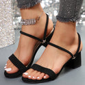 Women Plus Size Chunky Heel Open Toe One-word Two-way Wear High Heel Slippers Women