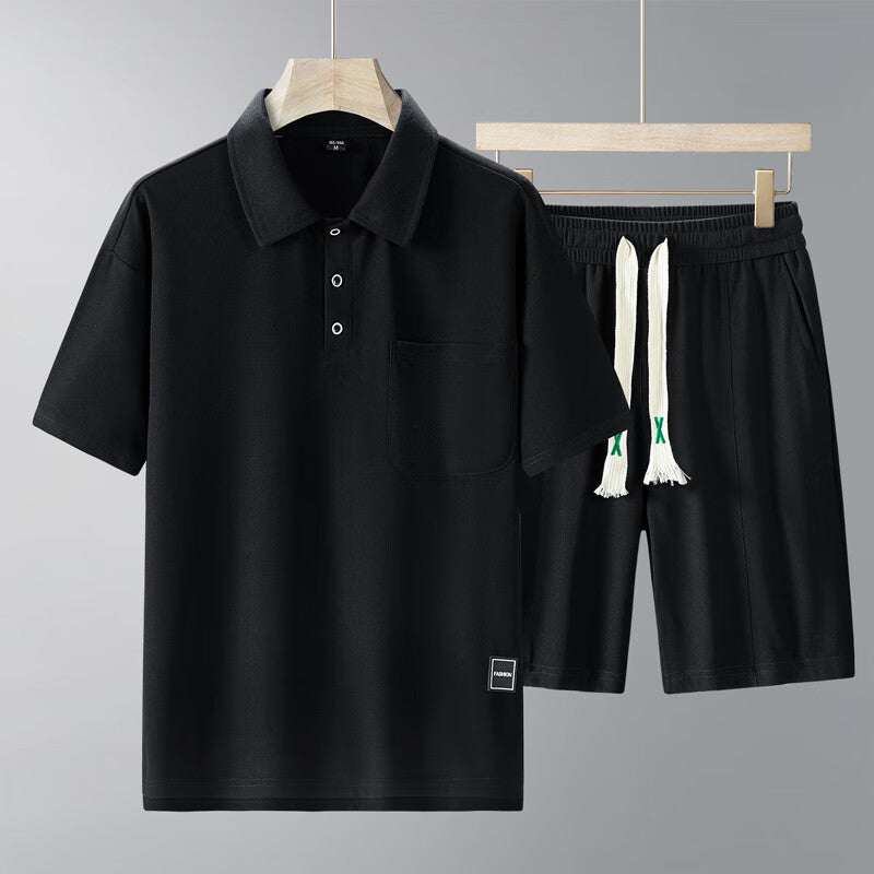 Sports Suit Men's Short-sleeved Thin Lapels T-shirt Shorts Running Leisure Two-piece Set