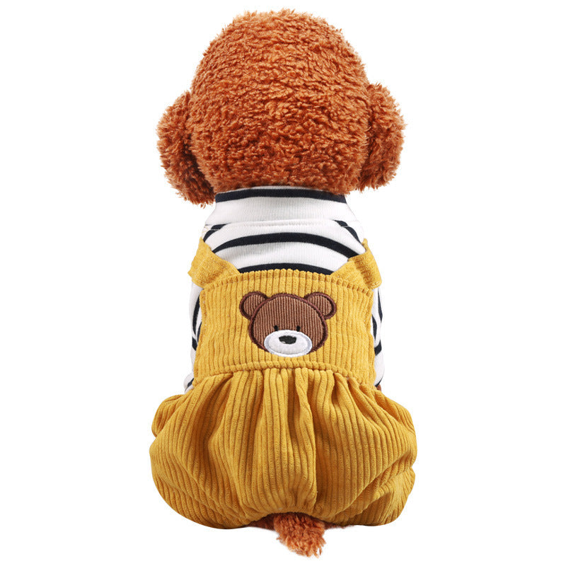 Teddy Fleece-lined Puppy Dog Clothing Four-legged Bread Bear Overalls