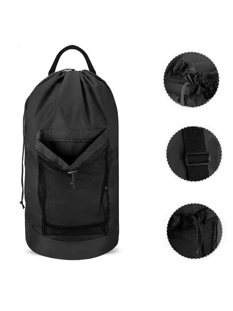 Sand-free Waterproof Oxford Cloth Drawstring Large Capacity Foldable Double-shoulder Travel Laundry Carrier