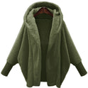 European And American Women's Clothing Solid Color Long Sleeve Hooded Loose Plush Coat