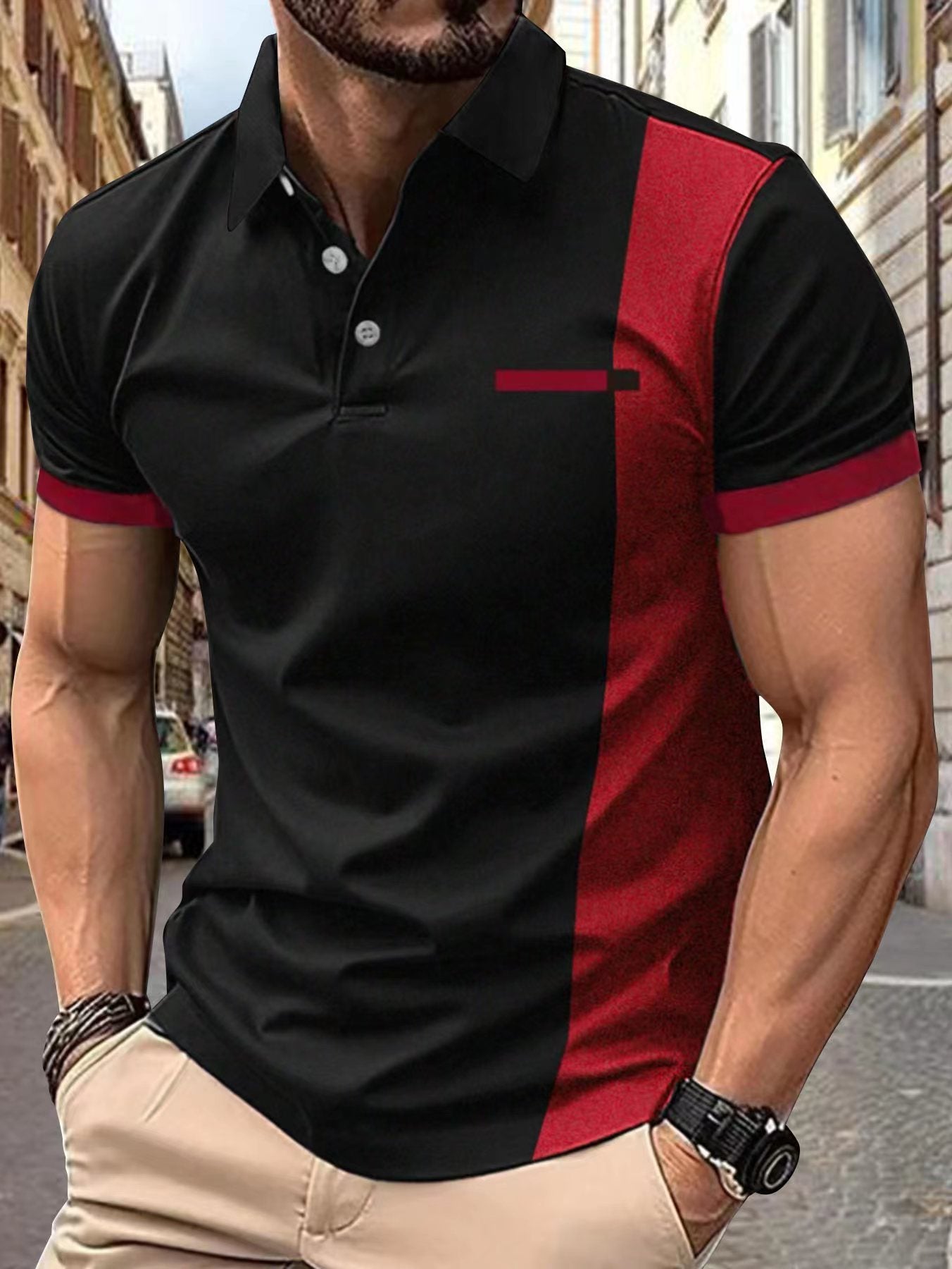 Summer Stripes Printed Men's Sports Polo Shirt