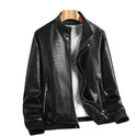 PU Texture Fashion Korean Style Trends Stand Collar Zipper Men's Leather Jacket