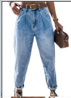 Loose High Waist Washed Daddy Pants Denim Trousers Women