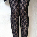 Transparent Hollow Rose Lace Ankle-length Black Leggings