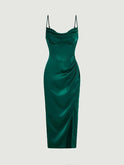 Women's Fashion Temperament Split Satin Dress