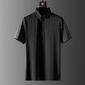 Men's Ice Silk Stripes Casual Short Sleeve Trousers Suit