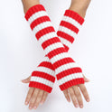 Warm Fashionable Knitted Long Mixed Color Stripe Knitting Wool Gloves