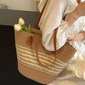 South Korea Vacation Style Raffia Woven Bag Large Capacity Totes