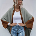 Fashion Color-block Knitted Cardigan Sweater Coat