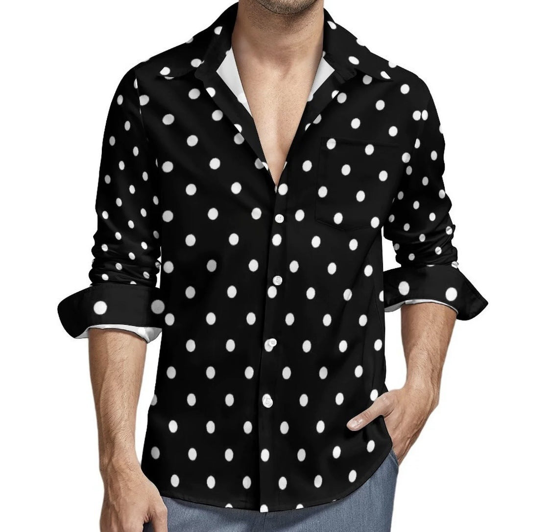 Men's Long Sleeve Polka Dot Long Sleeve Shirt