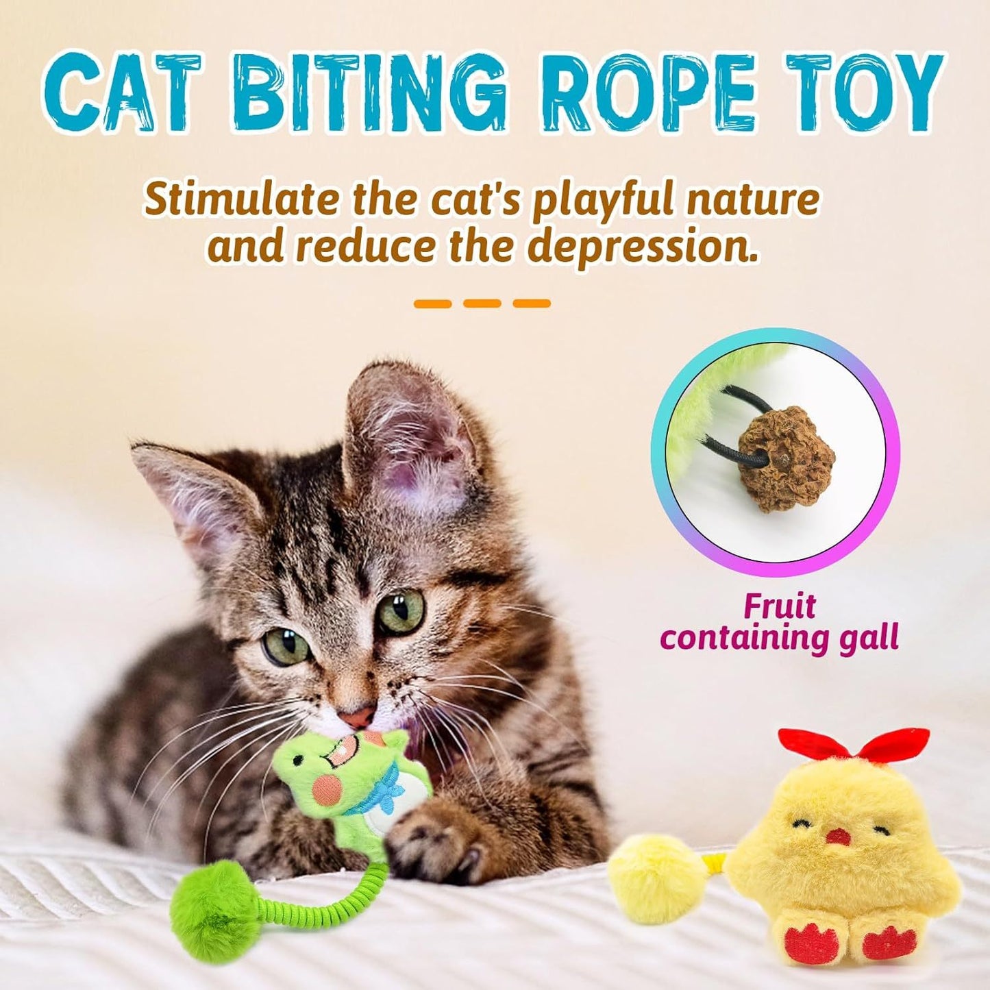 Catnip Toys Cat Interactive Toys With Silvervine Fruit Spring Fuzzy Ball For Relaxing Playing Plush Cat Teething Toys For Indoor Kitten For Cleaning Teething