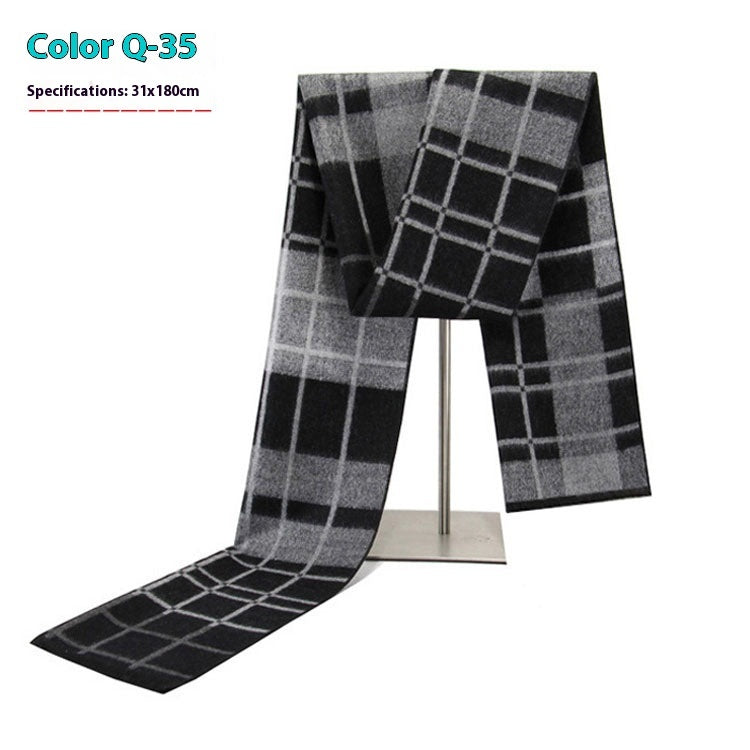 New Men's Winter Warm Cashmere-like Striped Business Scarf For Young People