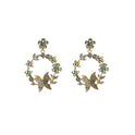 Exaggerated Alloy Diamond Garland Butterfly Earrings