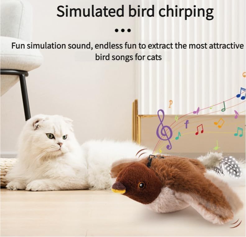 Interactive Chirping Bird Cat Toy, 2025 New Flying Interactive Flapping Chirping Bird Cat Toy, Flapping Bird Cat Toy For Indoor Bored Cats, Flapping Bird Cat Toy