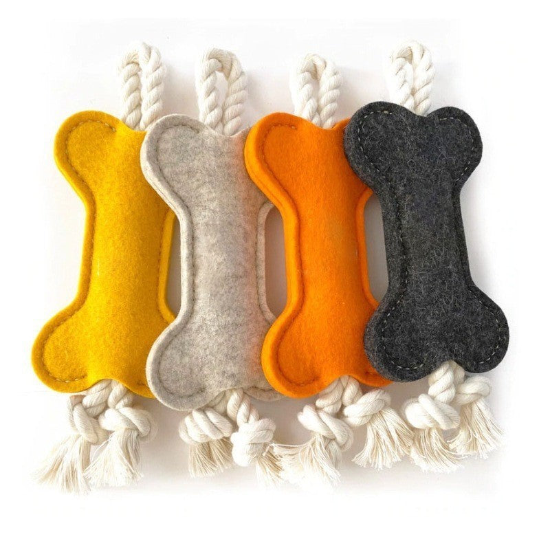 Dog Teeth Grinding Bite Resistant Rope Knot Training Bone Shaped Pet Puzzle Bite Resistant Toy Felt Bone Shaped Dog Toy