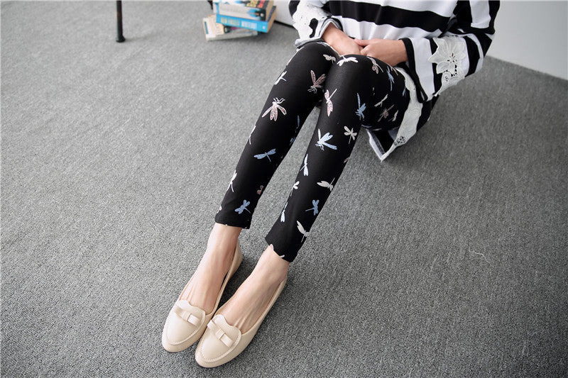 Spring Graffiti Milk Silk Ink Painting Elastic Leggings Wholesale