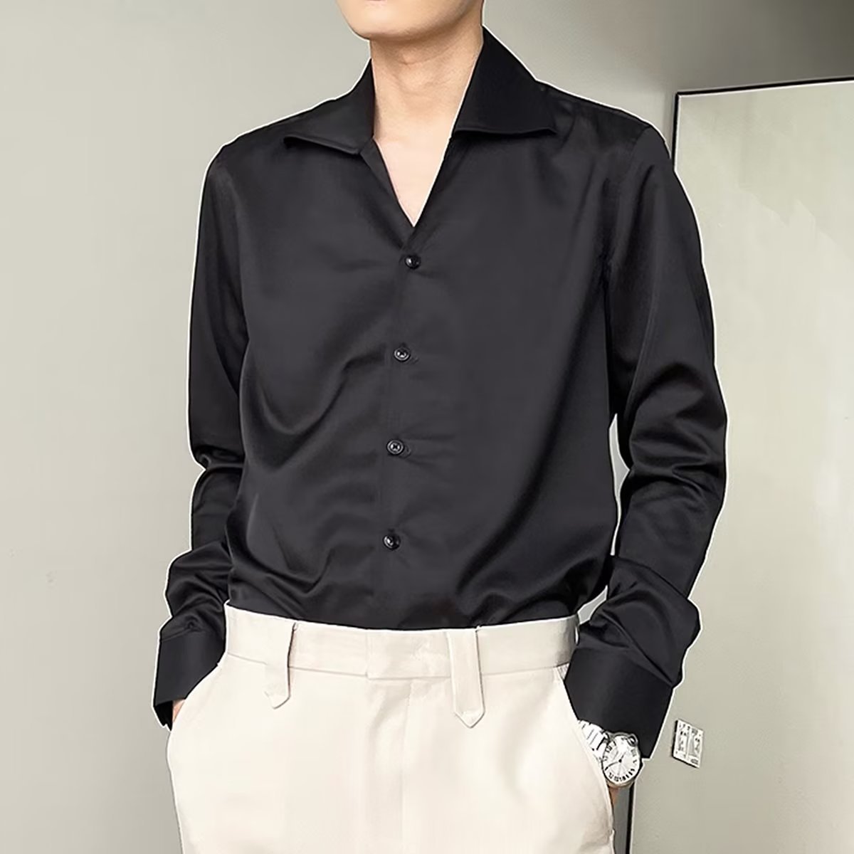 Hong Kong Style Fashion Spring And Autumn Men's Casual Shirt