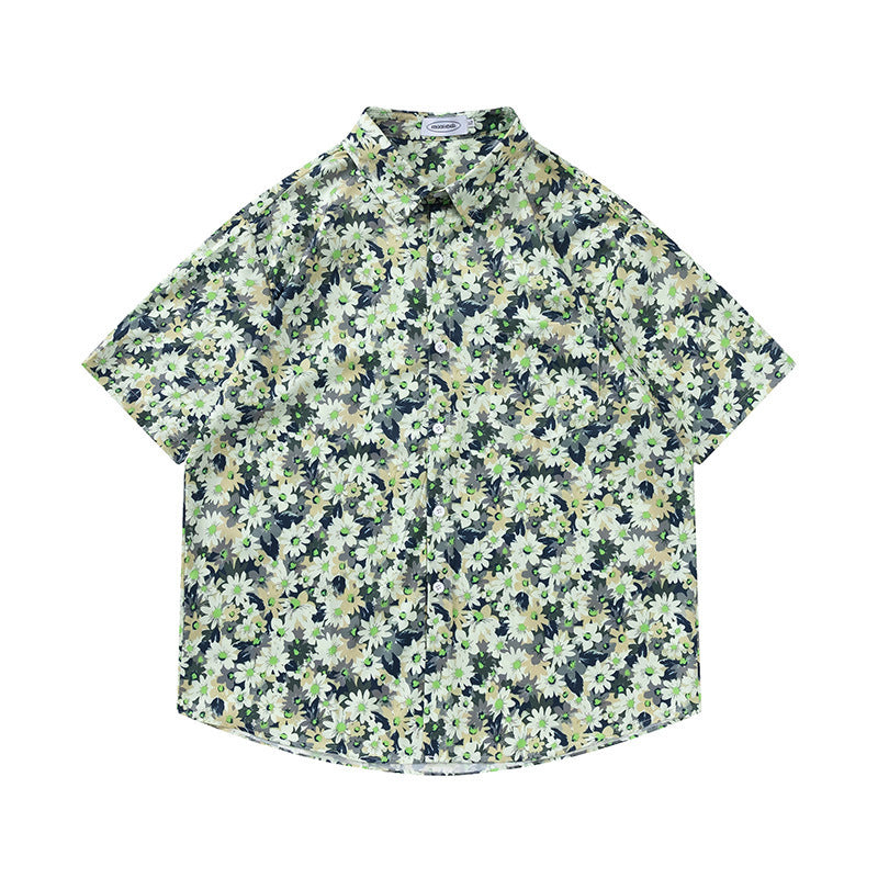 Retro Printed Shirt Short Sleeve Loose Design