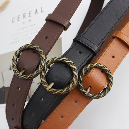 Women's Bronze Sun Buckle Vintage Decorative Belt