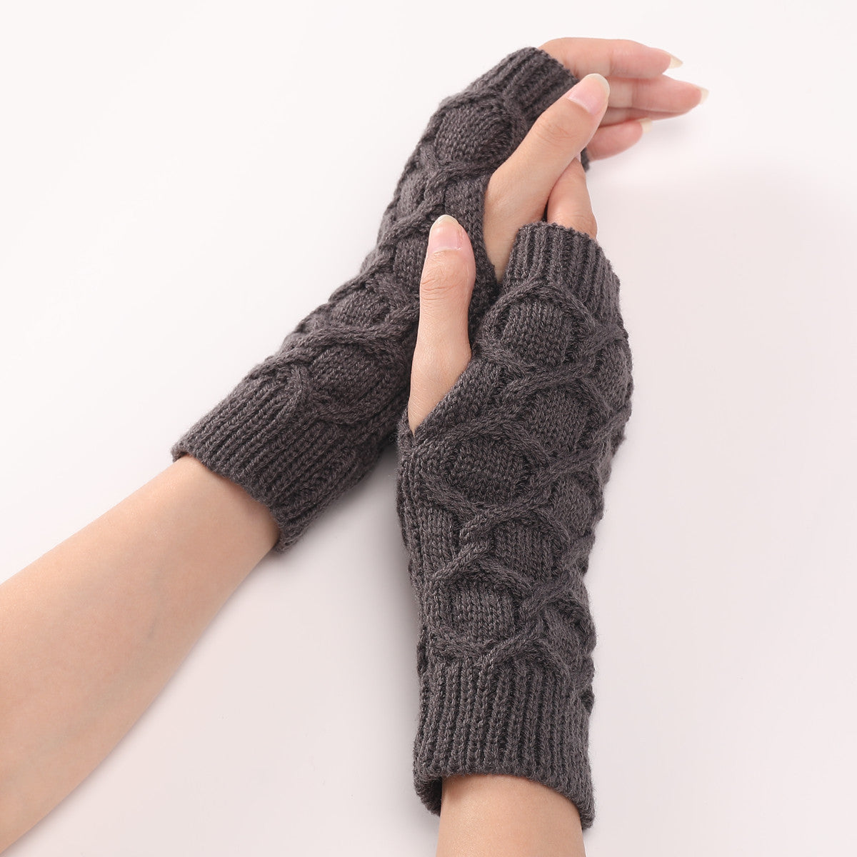 Fashion Short Knitted Wool Warm Half Finger Gloves