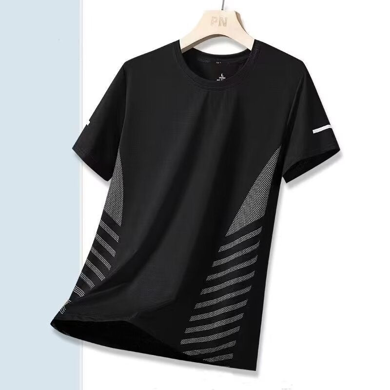 Ice Silk T-shirt Men's Round Neck Quick-drying Clothes Short Sleeve Thin Breathable