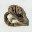 Woolen Cap Female Fleece Lined Padded Warm Keeping Knitted Hat