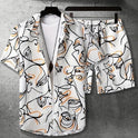 Printed Casual Men's Shirt And Shorts Two-piece Set