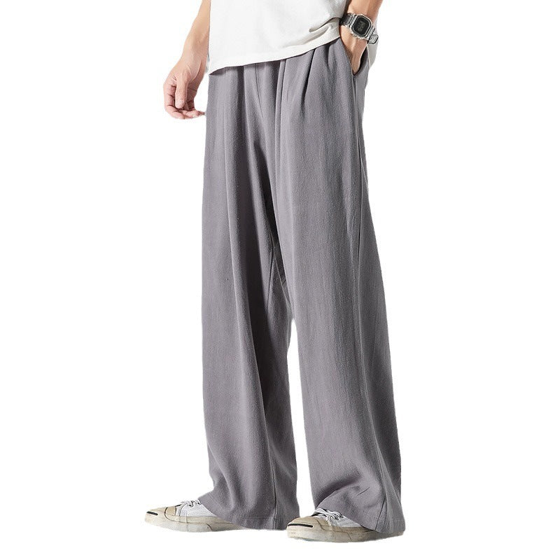 Lightweight Breathable Summer Plus Size Loose Straight Wide Leg Cotton And Linen Casual Pants