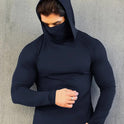 Men's Sports Tight Shaping Mask Scarf Hat One-piece Long Sleeves