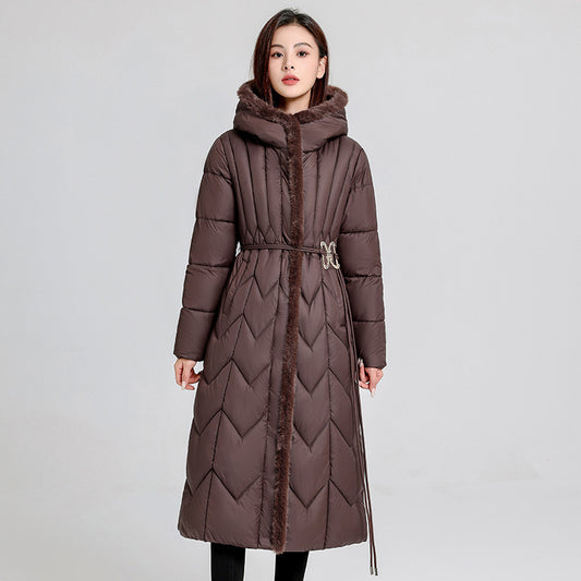 Long Overknee Down Cotton-padded Coat Lightweight Mom Coat