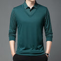 Men's Autumn False Two-piece Shirt Collar T-shirt Long Sleeve Knitwear Top