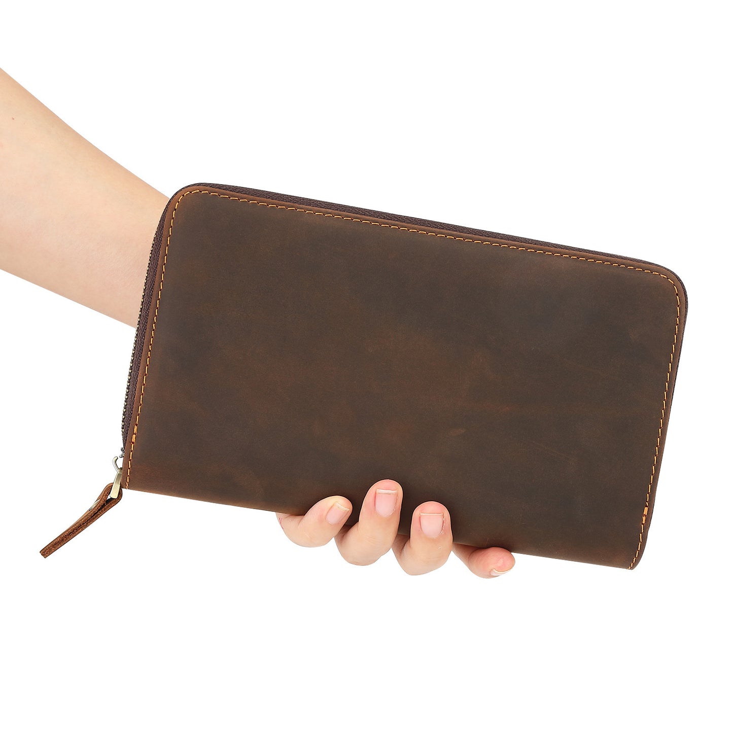 Cowhide Grab Bag With Large Capacity Retro And Simple Men's Long Style