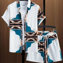 Printed Casual Men's Shirt And Shorts Two-piece Set