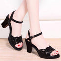 Mid-heel Fish Mouth Soft Sole Mother Shoes Rhinestone High Heels