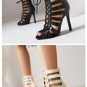 Summer Open Toed High Heel Lace-up Sandal Boots