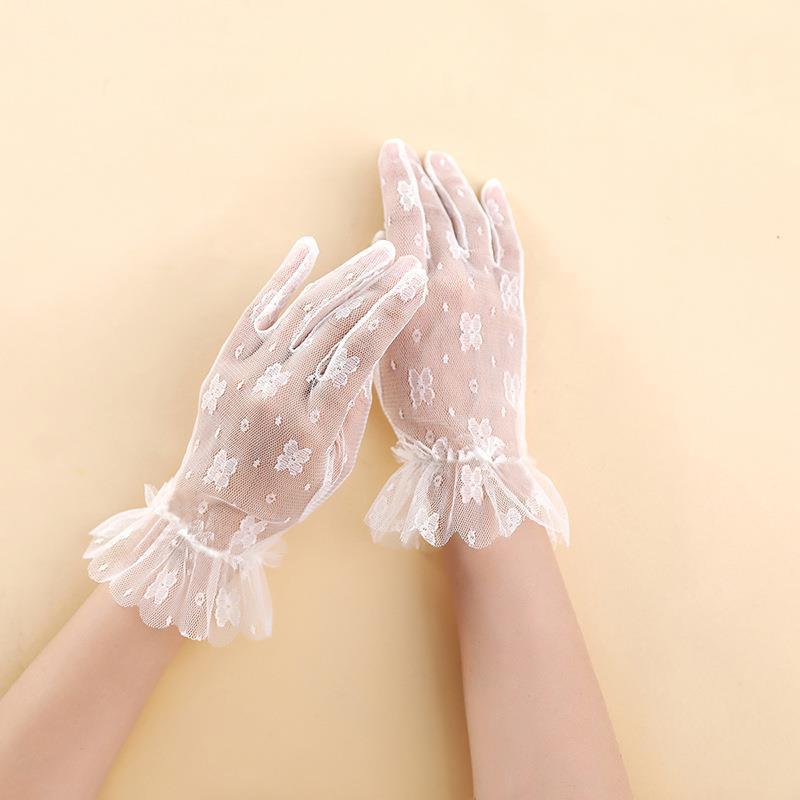 Korean Style White Lace Flower Gloves