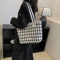 Popular One Shoulder New Simple Plaid Tote