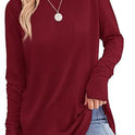 Solid Color Split-finger Long-sleeved Shirt Loose Mid-length