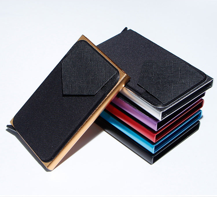 Metal Card Strap Lycra Cloth Anti-theft Swiping Aluminum Alloy Credit Card Box Business Card Case Multi Card Holder