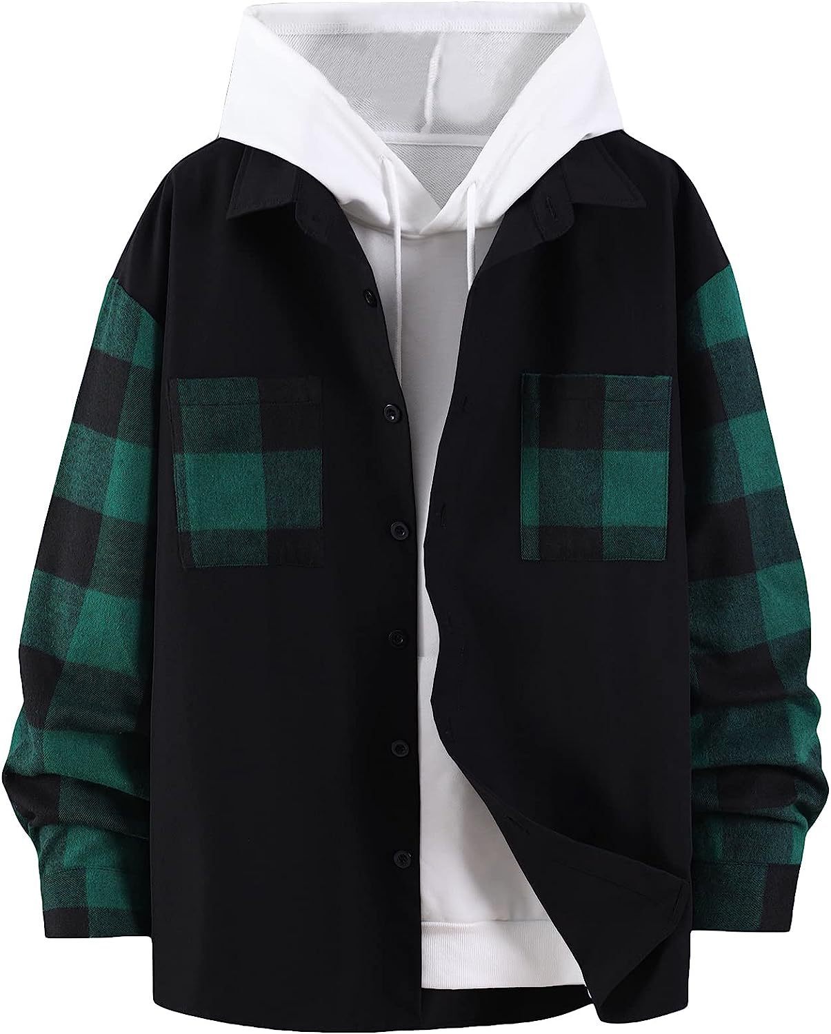 Autumn New Plaid Colorblock Long Sleeve Men's Casual Shirt