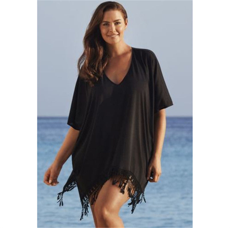 Plus Size Women's Loose-fitting Tassel Lace Dress